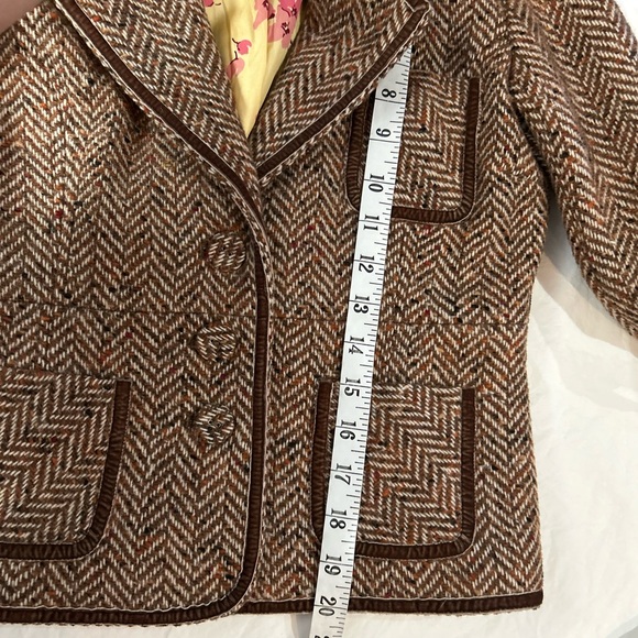 Vintage ABERCROMIE & FITCH Wool & Silk Tweed Fitted Blazer Y2K S - Picture 9 of 9